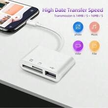 USB-C 转 Micro SD TF 存储卡读卡器，三合一 USB 相机读卡器适配器，兼容 16/15、iPad Pro、Pro/Air、Chromebook XPS、Galaxy S10/S9 及更多 USB-C 设备 - 白色 - 查看 4