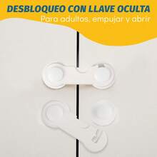 Seguros para Puertas y Cajones Bebé 15 PCS,Puerta de  Bebe Mano Anti-Agarre,Candado para Refrigerador/Muebles/Cajonera,con Adhesivo Extra Fuerte 3M,Material de  ABS+PE - 1 - Ver 7