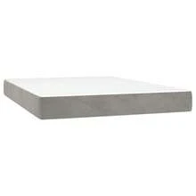 vidaXL Boxspringbett Mit Matratze, Hellgrau, 140x190 Cm, Samt - Grey - View 5