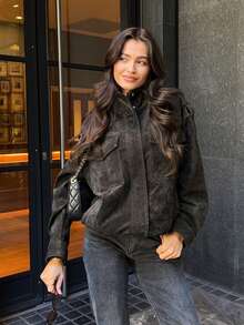 Jackets Woman Autumn Bomber Jacket Winter Coat Female Zip Up Outerwears Suede Jackets Long Sleeve Streetwear Tops Fall Fashion Ladies Varsity Jacket Streetwear Going Out Coats