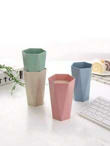 1/4pcs Bathroom Toothbrush & Toothpaste Holder, Hexagon Diamond Toothbrush Cup, Travel Wash Cup, High-End Household Wash Cup, Heat-Resistant Plastic Wash Cup, Couples Wash Cup, Multi-Functional Portable Gargle Cup - Multicolor - View 7