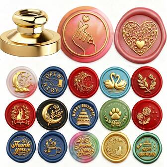 1 PC Wax Seal Brass Stamp Head NO Handle Vintage Cat/Moon/Dandelion/Elephant Pattern Removable Seal Stamp Head For Wedding Party Invitations Envelopes Gift Packing