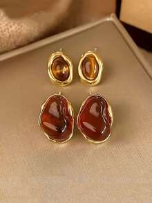 1 Bộ Hoa tai đính đá Maillard thời trang tối giản, thiết kế độc đáo theo phong cách cổ điển, bộ hoa tai sang trọng nhẹ, phù hợp cho trang phục hàng ngày và ngày lễ của phụ nữ - Cà phê - Xem 20