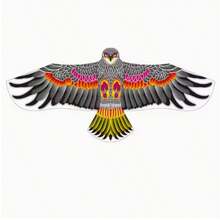 1个大型风筝，Cometas Volar，Cometas，雄鹰翱翔风筝，采用亮丽羽毛设计 - 翼展3.9英尺，耐用风筝线长30米，易于在微风中放飞，适合海滩、花园、公园、家庭娱乐、户外家庭娱乐活动