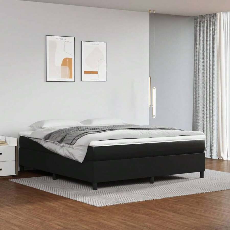vidaXL Telaio per letto a molle insacchettate nero, 180x200 cm, in pelle sintetica - nero - Visualizzare 1