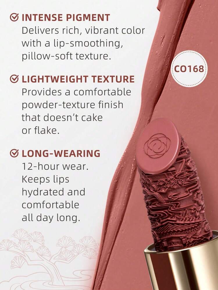 Catkin Rouge Barra de Labios Mate, Impermeable de Larga Duración Satinado Hidratante y Suave CO168 Color Ciruela - CO168 - Añade 3