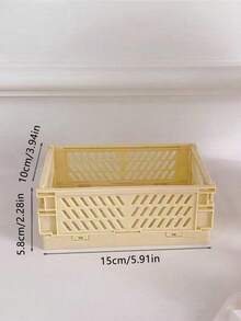 1pc Mini/Large Foldable Plastic Storage Basket, Desktop Collapsible Storage Box, Student Stationery Organizer Shelf, Small Item & Cosmetic Storage Basket, Stackable - Multicolor - View 15