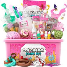 Slime Set -31 Pieces Of Multi-Color Ice Cream, Cherry Fragrance - DIY Ice Cream Slime Making Kit, Art And Crafts, Suitable For Children Aged 8-12, A Birthday Gift For Girls - Pink - View 1