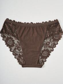 6pcs Set Elegant Solid Color Cotton Lace Trim Ladies Briefs - Multicolor - View 3