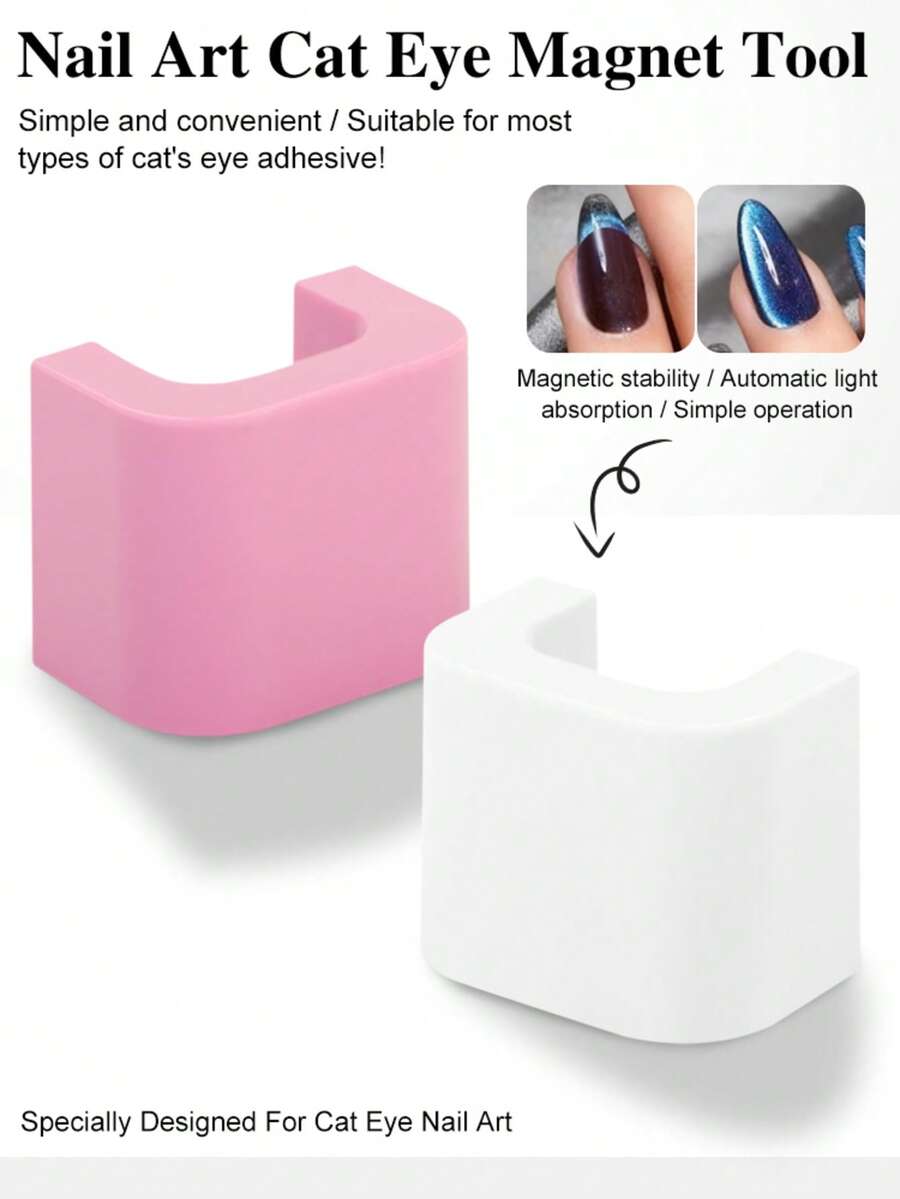 U-Shaped Magnetic Nail Art Tool With Automatic Cat Eye Mold - Heavy-Duty PET Construction, Ergonomic Handle & Secure Grip, Magnetic Nail Art Magnet For Beginners & Professionals, Nail Art Supplies - Multicolor - View 1