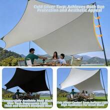 Nueva Lona Oxford para Camping, 466cm X 436cm, Protección Solar 4 en 1, Impermeable, a Prueba de Viento, Material de Alta Calidad, Esencial para Camping al Aire Libre - Multicolor - Ver 2