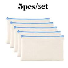 5/10/20/50 pièces Sacs en tissu vierges DIY, Trousse de maquillage, Trousse à crayons portable, Sac à cosmétiques à rouge à lèvres, Organisateur de toilette mode personnalisé, Porte-documents multi-usages, Porte-crayon, Porte-monnaie - Beige - Voir 18