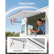 Concession Window 53x33 In, Aluminum Alloy Frame Service Window For Food Truck, Up To 85 Degrees Stand Serving Window With Awning Door And Drag Hook, Rainwater Resistant For Concession Trailers - 53x33 In - View 4