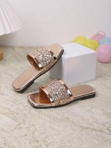 Children's Fashionable Slippers, New Sparkling Design, Stylish, Convenient, Lightweight Children Beach Slippers, Summer - Champagne - View 4