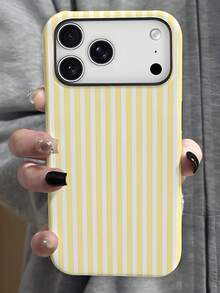 Simple Yellow And White Striped Phone Case. Suitable For IPhone 17, 16, 15, 14, 13, 12, 11, Pro Max Plus, Galaxy S25/24/23/22/21/ULTRA/PLUS/FE/A71/56/55/54/53/52/36/35/34/26/25/23/16/15/14/13/06. Tailor-Made Phone Case For Fashionable Perfection. - 彩色 - 查看 2