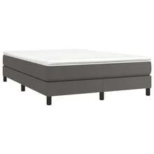 vidaXL Boxspringbett Mit Matratze, Grau, 140x190 Cm, Kunstleder - Grau - Übersicht 3