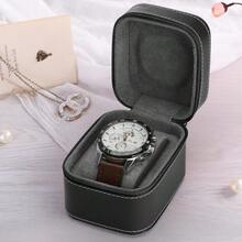 GSYY Single Watch Box Small Watch Travel Cases For Men Wen Pable Zper Wristwatches Sage Holder Boxes With Re Pillow Black - 黑色 - 查看 5
