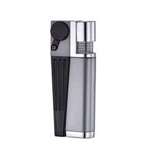 Foldable Lighter Multi-Purpose 2 In 1 Slant Jet Soft Flame Open Lighter Refillable Metal Torch Lighter With Accessories, Heavy-Duty Gift Box For Men Women Camping Kitchen (Without Gas) - Silver - View 2