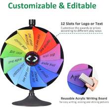 24 Inch Dual Use Prize Wheel Carnival Games - Roulette Wheel With Dry Erase Marker - 12 Slots Tabletop And Floor Heavy Duty Spinning Wheel For Carnival,Trade Shows, Parties And Outdoor Events,31254291 - 摩卡棕 - 查看 6