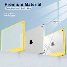 IPad 9th Generation Case 2021/IPad 8th Generation Case 2020 10.2 Inch With Pencil Holder, IPad 7th Gen 2019 Case With Clear Transparent Back, Auto Wake/Sleep Cover (Yellow),Yellow - 黃色 - 查看 3