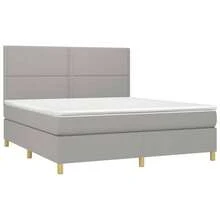 vidaXL Boxspringbett Mit Matratze, Hellgrau, 180x200 Cm, Stoff - Grey - View 3