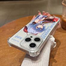Elegant Blue Hair Flowing Anime Girl Ganyus Phone Case Compatible With Apple For IPhone 16 16e 15 14 13 12 Mini 11 Pro Max X XR XSMAX 8 7 E Plus Four-Corner Anti-Fall Transparent Soft Case Ultra-Thin Back Cover New Ultra-Thin Creative - Trong sáng - Xem 6