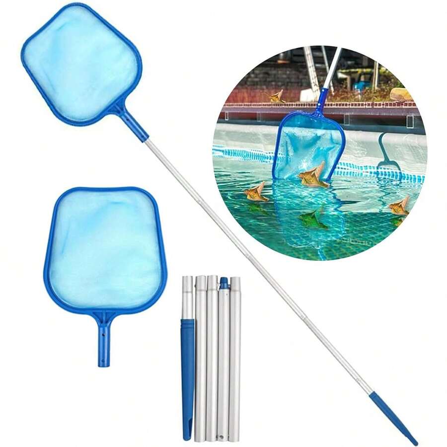 Skimmer Profesional Para Piscinas, Pool Skimmer Net, Red De Limpieza De Piscinas Con Pértiga Telescópica, Material De aleación De Aluminio, Premium Kit Limpieza Alberca,Red Para Limpiar Alberca Recolección De Basura De Hojas - Celeste - Ver 1