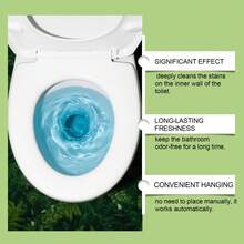 Bola colgante para limpiar el inodoro, elimina manchas, sarro y olores, sin necesidad de fregar, bolas de limpieza del hogar para inodoro - Verde - Ver 6