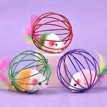 Interactive Cat Teaser Ball Toy - Fun Rolling Toy With Hidden Mouse For Indoor Cats,Stimulates Hunting Instincts, Perfect For Cat Exercise & Entertainment - Random Color - View 2