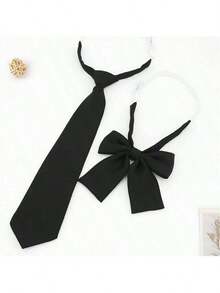 休闲条纹领带，复古日式风格——酒红色底色，饰以蓝黄条纹图案，斜纹设计，搭配黑色领结，亮黄色领带，手工制作，学院风领带，适合JK时尚风格。复古设计男女皆宜，可用于情人节等场合或各种日常场合。