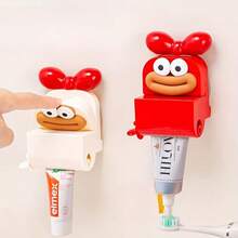 Manual Wall-Mounted Automatic Toothpaste Dispenser - Creative Lazy Person'S Gadget For Home Use, Durable Plastic, Red & White Cartoon Design, Toothpaste Squeezer | Cartoon Toothpaste Dispenser | Plastic Construction, Toothpaste Squeezer - Toothpaste Squeezer - View 2