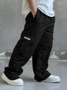 1条装年轻男孩街头时尚休闲工装裤 - 黑色 - 查看 6