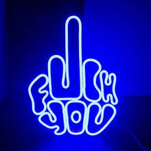 One-Piece Fxxk You Gesture Pattern Neon Sign, Personalized Art Style Lighting, USB Port Wall-Mounted Furniture, Suitable Neon Gift For Bedroom, Living Room, Home, Party, Bar - Cử chỉ  You - màu xanh - Xem 5