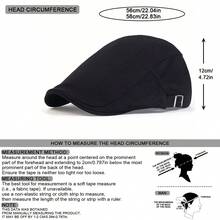 1 件裝男士貝雷帽前向帽戶外可調節防曬休閒帽子適合秋冬 - 黑色 - 查看 4