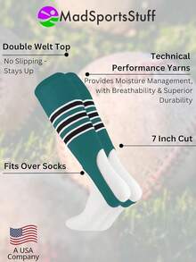 Estribos de Béisbol Patrón B 3 Rayas - negro, blanco, verde azulado, (Teal/Black/White) - Ver 3