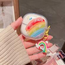 可爱彩虹笑脸吊坠，适用于 Redmi Buds 6 Lite 无线蓝牙耳机、Redmi Buds 5pro/6 Pro 蓝牙耳机保护套、Buds 5/6s/6/7s/Buds 6Play/4lite 保护壳，创意透明防摔少女风设计 - 彩虹笑臉+掛飾 - 查看 2