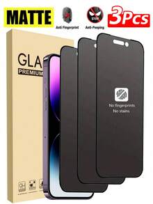 3pcs Matte Ceramic Privacy Screen Protector, Full Coverage, Protects Privacy, Anti-Scratch, Compatible With X/XR/11/12/13/14/15/16/17/17 Air/17 Pro/17 Pro Max Series - Black - View 28