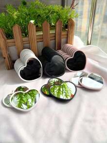 3pcs Mini Heart-D Mirror, Avaible In Pink, Whe, And , Featuring A Minimalist Sign. Wedding Gift Mirror Gss Mini Dressing Mirror Christmas Party Party Gift - Nhiều màu - Xem 4