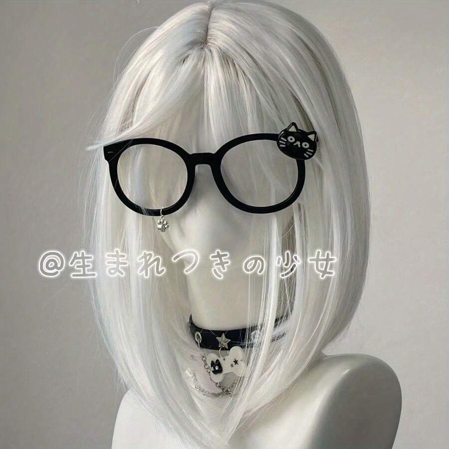 1 Piece Women's Cute Sweet Water Pink Cat Paw Glasses Frame Ideal Mother's Day 2026 Gift For Mom Best Mom Sentimental Thank You Gift For Grandma Mum Unique Heartfelt Surprise Mother's Day Accessories Slimming Adorable Cosplay Anime Daily Wear - 淚痕黑貓眼鏡框 - 查看 1