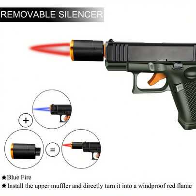 One-Of-A-Kind Windproof Butane Flame Gun Lighter Adjustable Jet 2 Modes Refillable Suitable For BBQ Camping Gift Box Provided