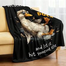 Cool Duck Sunglasses Flannel Throw Blanket, Humorous Motivational Design Soft Cozy Warm Lightweight Portable Blanket For Couch Sofa Bed, Gift For Men Women Friends Family, Travel Camping Car Office Use, Machine Washable All Seasons Comfort - Multicolor - View 9