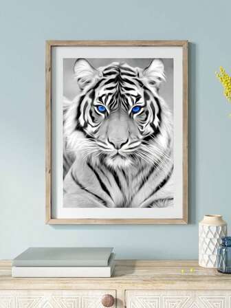 Juego de arte de pintura de diamantes 5D, Juego completo de arte de diamantes de tigre blanco, Imagen de diamantes de agua de tigre hecha a mano, Para decoración de pared del hogar, Tamaño 11.8x15.7 pulgadas