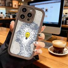 Funda de teléfono con diseño de cerebro de bombilla para  15 Pro Max,  14 Plus,  13 Mini,  12,  Galaxy S23 Ultra, S22, S21, S20, protector de teléfono, funda de pareja, regalo para él y ella, San Valentín, cumpleaños, aniversario. - Negro - Ver 5