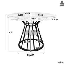 Round Dining Table (1 Piece), Kitchen Table, Breakfast Table, Metal Legs, Gold/Black Marble Pattern - Black - View 7
