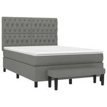 vidaXL Boxspringbett Mit Matratze, Dunkelgrau, 140x190 Cm, Stoff - Grey - View 3