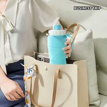 Portable Foldable Camping Water Bottles Travel Coffee Car Anti Brop Cup Bottle Outdoors Hiking Cycling Fishing - 粉色 - 查看 2
