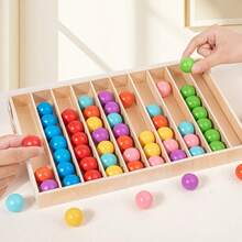 3-6 Years Old Kids Wooden Colorful Ball Sorting Game, Color Categorization Cognitive & Hands-On Ability Training, Sorting Toy, Christmas Gift - Multicolor - View 4