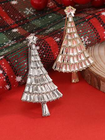 라인스톤 크리스마스 트리 브로치, 과장된 액세서리, 파티, 결혼식 및 크리스마스에 이상적입니다.