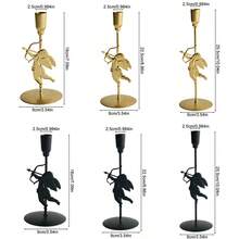 1pc Gold/Black Angel Iron Metal Candlestick Holders, Vintage Candle Stands For Dining Table, Fireplace, Wedding & Dinner Parties Decor - Perfect For Home, Party, And Holiday Decorations, Ideal For Valentine's Day Anniversary, Without Candles - Multicolor - View 6