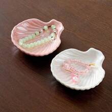 Conch Shape Jewelry Dish Ceramic Holder Ring Trinket Tray, Ocean - Themed Decorative Trinket Dish, Suitable Mother Friend Sister, Gifts Women, Home Decor Trinket DishSea Blue - 粉色 - 查看 7